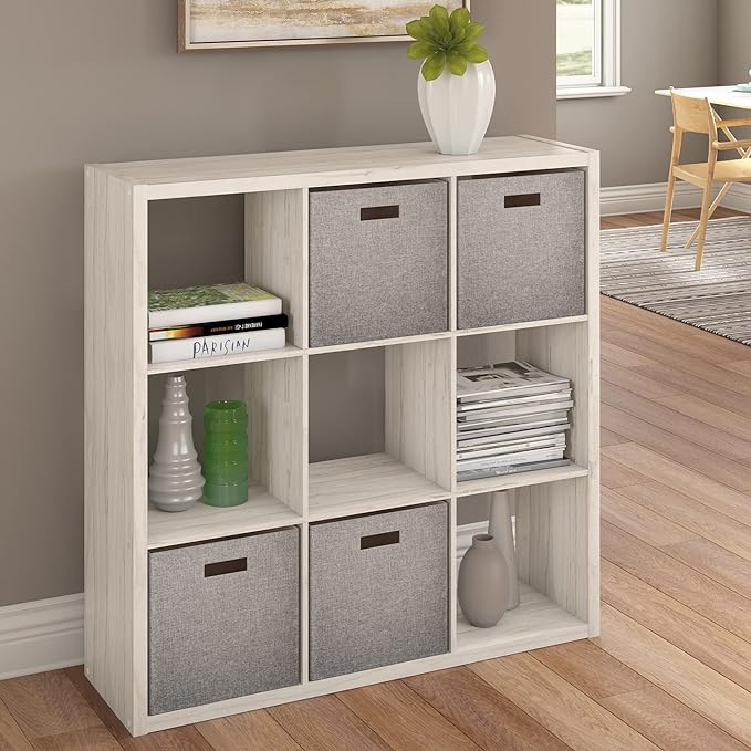 ClosetMaid 4589 Decorative Open Back 9-Cube Storage Organizer, Bleached Walnut