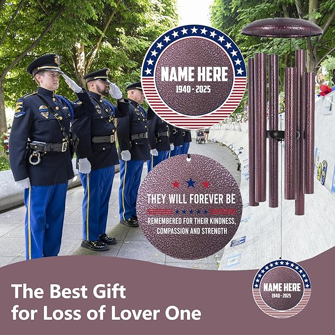 ASTARIN Personalized Wind Chimes for Memorial US Veteran, Deep Tone Wind Chimes for Loss of Loved One Brothers Sisters, Thank You Veteran Solider