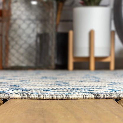 JONATHAN Y Vintage Filigree Indoor Outdoor Square Area Rug 8X8 Gray/Navy, Charleston Textured Weave for Backyard, Patio, Porch, Easy-Cleaning, High Traffic, Pet-Friendly, Non-Shedding (SMB106C-8SQ)