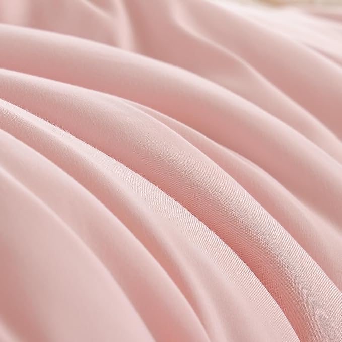 Blush Pink Full Bed Comforter Set Full Size Comforter Modern 3PCS Microfiber Full Size Comforter Sets for All Season Comforter for Women and Girls Soft Lightweight Bed Comforter Set