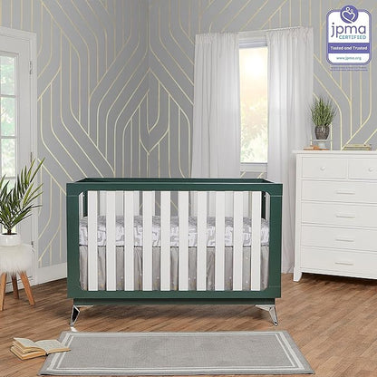 Sweetpea Baby Ultra Modern 4-in-1 Convertible Crib in Green in Olive, Greenguard Gold Certified , 58.5x30x47 Inch (Pack of 1)