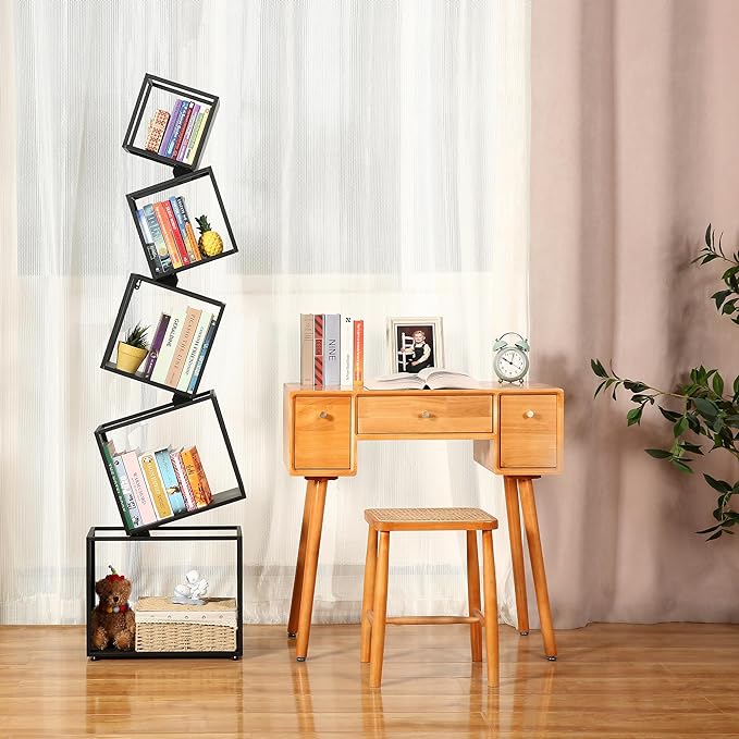 Bookshelf 2024 NEW, 5-Tier Bookshelves, 67" Tall Black Bookshelf, Book Shelf, Bookcase, Modern Bookshelf, Storage Shelf for CDs/Books/Collections, Display Shelf for Livingroom, Bedroom, Office