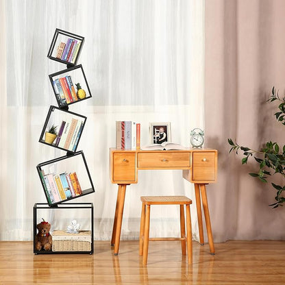 Bookshelf 2024 NEW, 5-Tier Bookshelves, 67" Tall Black Bookshelf, Book Shelf, Bookcase, Modern Bookshelf, Storage Shelf for CDs/Books/Collections, Display Shelf for Livingroom, Bedroom, Office