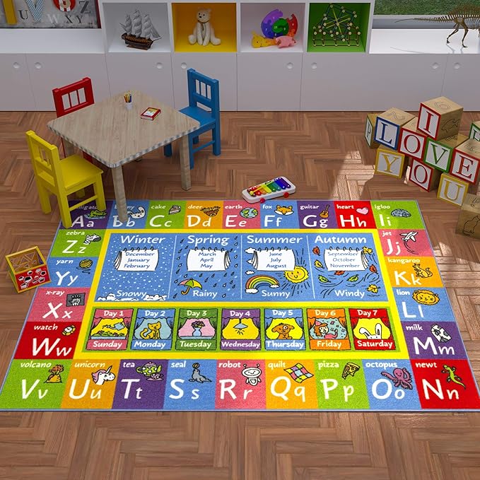 KC Cubs ABC Alphabet Animal Educational Nylon Area Rug