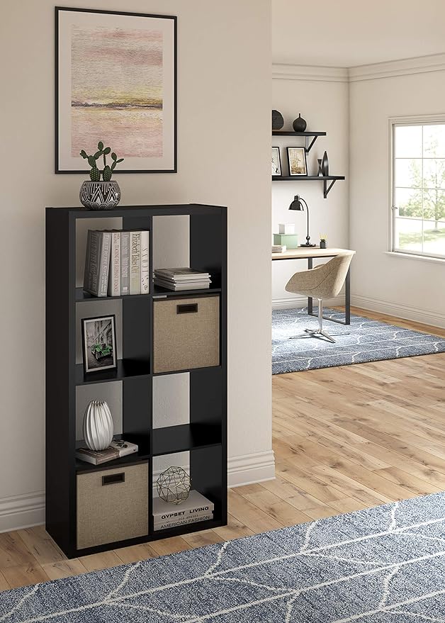ClosetMaid 4587 Decorative Open Back 8-Cube Storage Organizer, Black, 4587