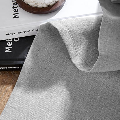 Joydeco Linen Curtains 63 inches Long 2 Panel Sets for Living Room, Light Filtering Drapes with Rod Pocket Back Tab, Ebony Grey Window Long Curtains