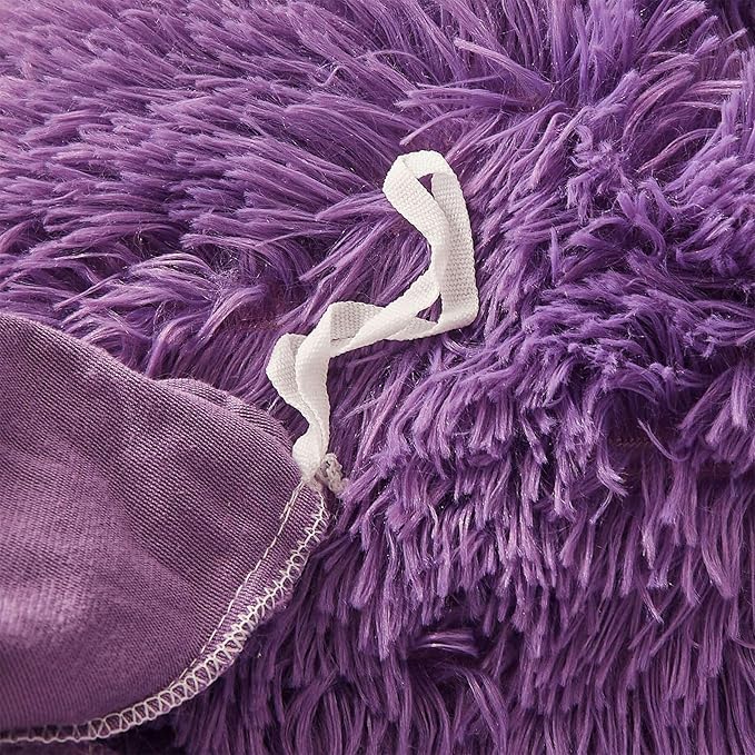 Fluffy dark purple comforters Cover twin size - Ultra Soft Plush red bedding Sets 2 Pieces (1 faux fur comforter Cover + 1 fuzzy pillow case) girls shaggy purple twin bed set (Dark purple, Twin)