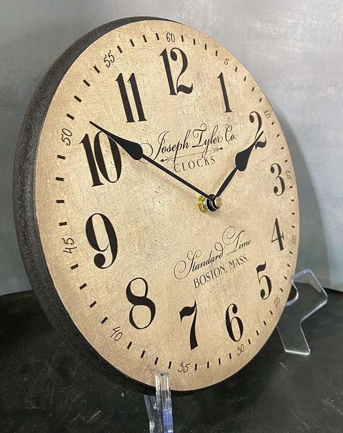 The Big Clock Store Prescott Parchment Wall Clock | Handcrafted in USA | Silent Non-Ticking Mechanism | Beautiful Color | Rustic Decor for Living Room | Battery Operated (24-Inch)