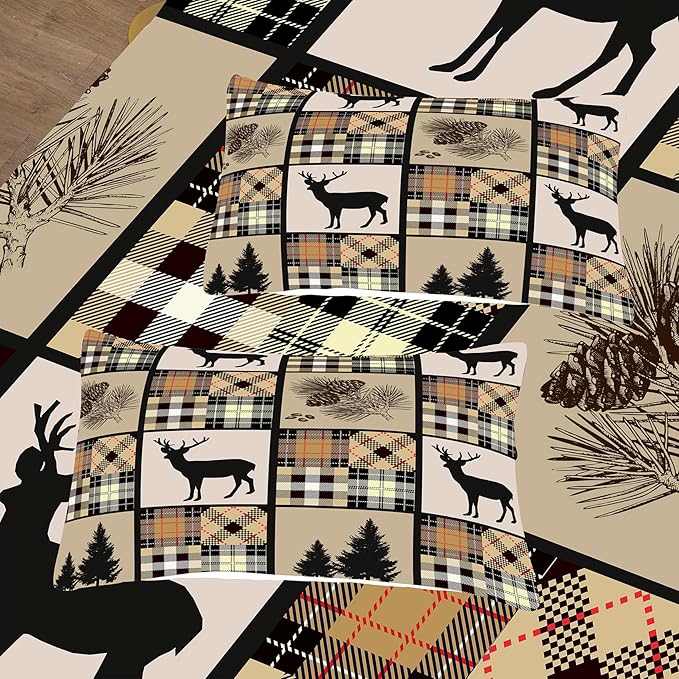 NINENINE Deer Bedding Set Camo American Flag Comforter Set Twin Bedding Set for Boys Hunting Bedding Set for Kids,Teen Camouflage Bedding Sets with 1 Comforter 1Pillowcase
