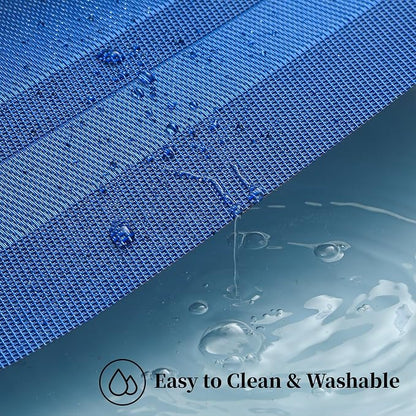 Leetaltree Blue Frame Placemats Set of 8 - Heat Resistant Non-Slip Place mats for Dining Table, Washable Durable PVC Vinyl Woven Table Mats（Blue Frame, 8）