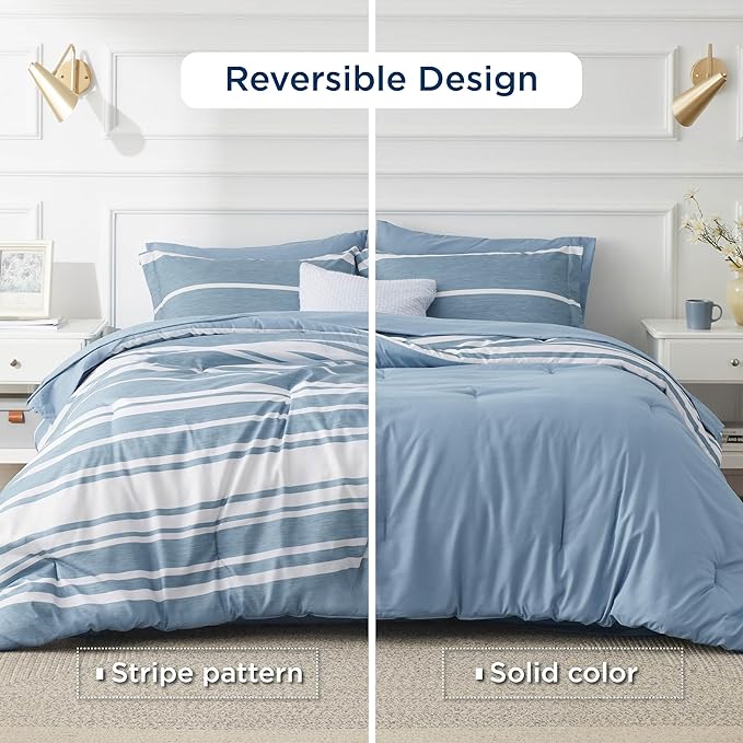 Bedsure King Size Comforter Set - Bedding Set King 7 Pieces, Bed in a Bag Bed Set with Comforter, Sheets, Pillowcases & Shams