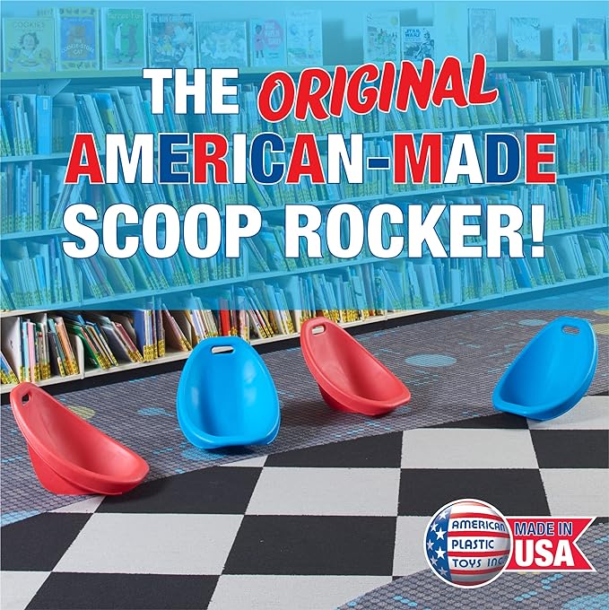 American Plastic Toys Little Kids (2-Pack, Red), Stackable, Lightweight, & Portable, Reading, Gaming, TV, Outdoor & Indoor, 50lb Max Scoop Rocker