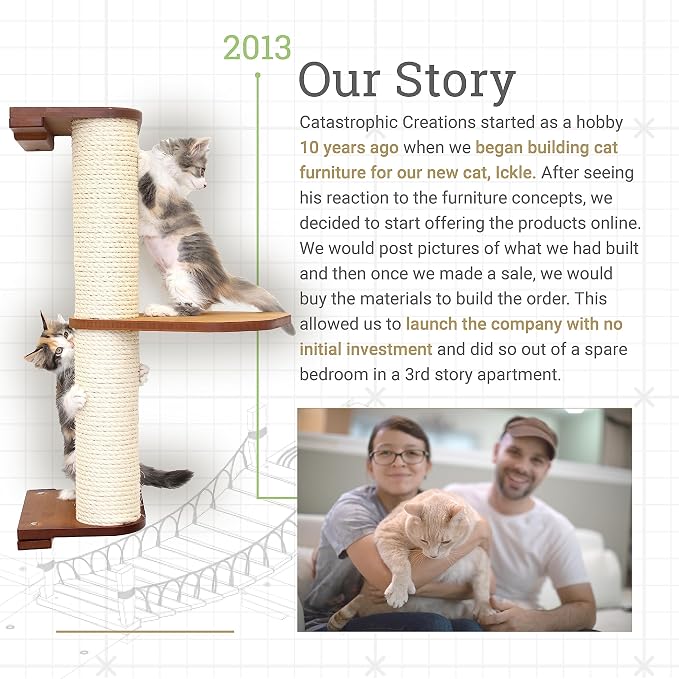 CatastrophiCreations The Cat Mod - Wall-mounted Cat Bridge with Fabric Lounger for Cats