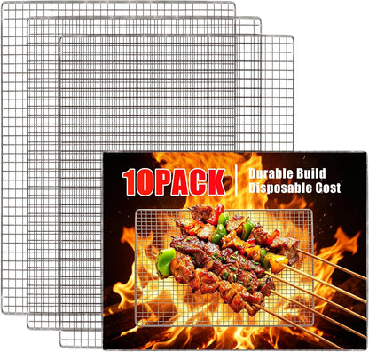 10 PCS Disposable Grill grates，Grill mesh 11.8×15.7 inch，Disposable Grill Topper for Outdoor BBQ Parties，Grill net can Withstand high temperatures