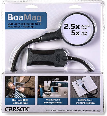 Carson BoaMag 2.5x LED Lighted Flexible Neck Magnifier and Flashlight (SM-22)