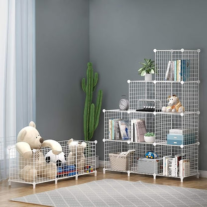 HOMIDEC Wire Cube Storage, Storage Shelves 9 Cube Bookshelf Bookcase Closet Organizer and Storage, Wire Storage Shelves Multi-Use DIY Storage Cube Shelf for Books, Toys, Clothes, Tools