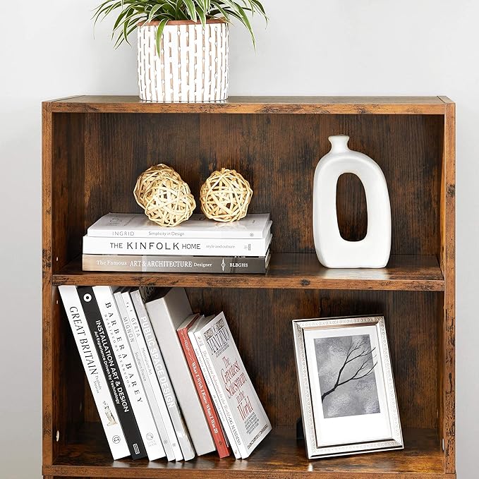 VASAGLE Bookshelf, 23.6 Inches Wide, 4-Tier Open Bookcase with Adjustable Storage Shelves, Floor Standing Unit, Rustic Brown ULBC164X01