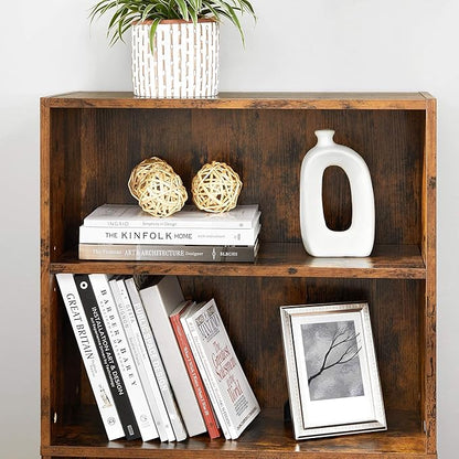 VASAGLE Bookshelf, 23.6 Inches Wide, 4-Tier Open Bookcase with Adjustable Storage Shelves, Floor Standing Unit, Rustic Brown ULBC164X01