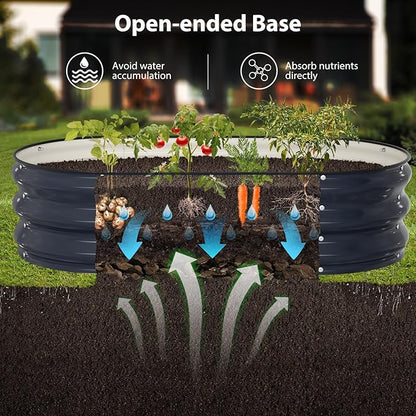 Raised Garden Bed Kit, 4x2x1 ft Galvanized Planter Box Outdoor with Safety Edging, Large Metal Raised Beds for Gardening Vegetables Flower Herb (Navy Blue)
