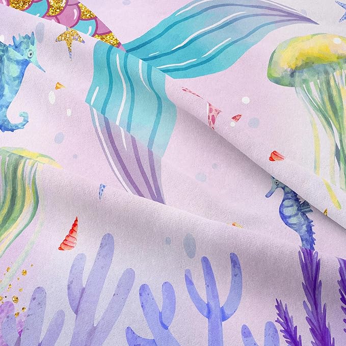 NINENINE Mermaid Tail Bedding Sets Mermaid Comforter Set,Full Size Bedding Sets for Girls,Princess Comforter Toddler Bedding Sets for Girls with 1 Comforter 2Pillowcases