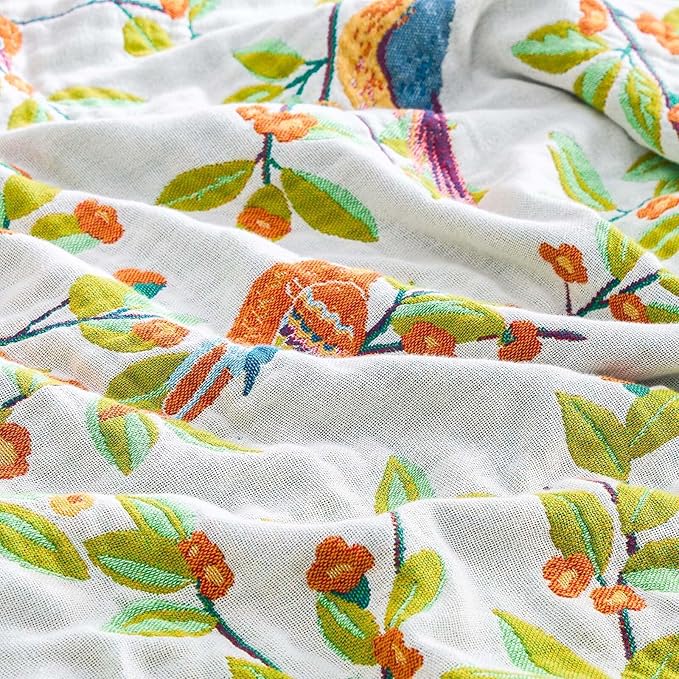 Boho Throw Blanket for Bed, 100% Cotton Soft Rustic Quilt Fall Blanket, 60"x80" Floral Printed Farmhouse Decor Bed Blankets, All Season Rustic Reversible Bohemian Throw Quilt