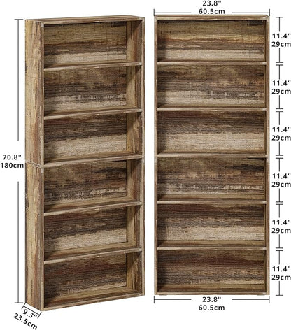 IRONCK Bookshelves and Bookcases Set of 2 Floor Standing 6 Tier Display Storage Shelves 70in Tall Bookcase Home Decor Furniture for Home Office, Living Room, Bed Room