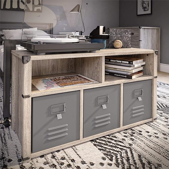 Little Seeds Nova Bedroom Grey Storage Bench, Gray Oak