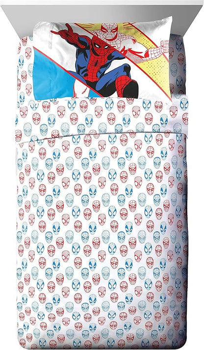 Marvel Spiderman Beyond Amazing 4 Piece Twin Size Bed Set - Includes Comforter & Sheet Set Bedding - Super Soft Fade Resistant Microfiber (Official Product)
