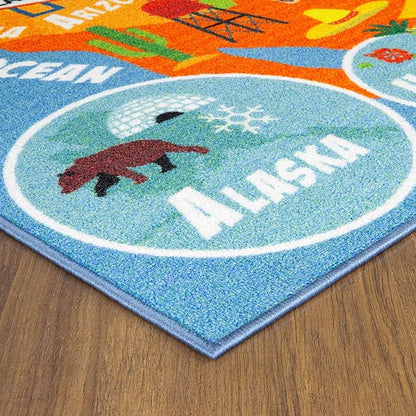 KC Cubs Playtime Collection USA United States Map Educational Learning & Game Area Rug Carpet for Kids and Children Bedrooms and Playroom (8'2" x 9'10"), Multi