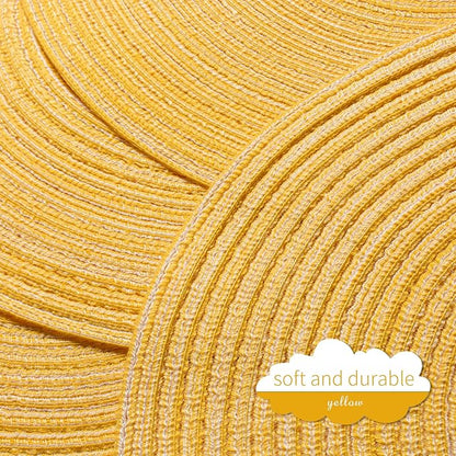 FunWheat Round Braided Placemats Set of 8 Place mats for Dining Tables Woven Heat Resistant Table Mats 15 inch(E Yellow, 8pcs)