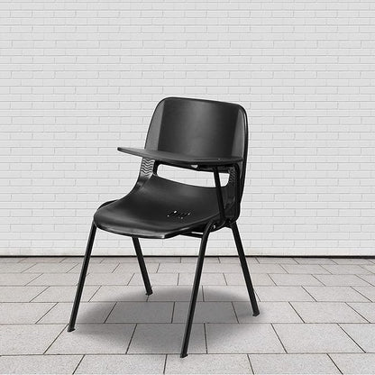 Flash Furniture Black Ergonomic Shell Chair with Left Handed Flip-Up Tablet Arm