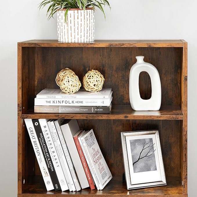 VASAGLE Bookshelf, 23.6 Inches Wide, 5-Tier Open Bookcase with Adjustable Storage Shelves, Floor Standing Unit, Rustic Brown ULBC165X01