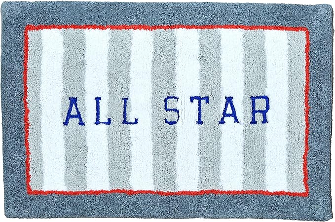 Hand Tufted All Star Bedroom or Bathroom Rug - 30x20 in; 100% Cotton Kids Bathroom Mat; Decorative Kids Area Rug