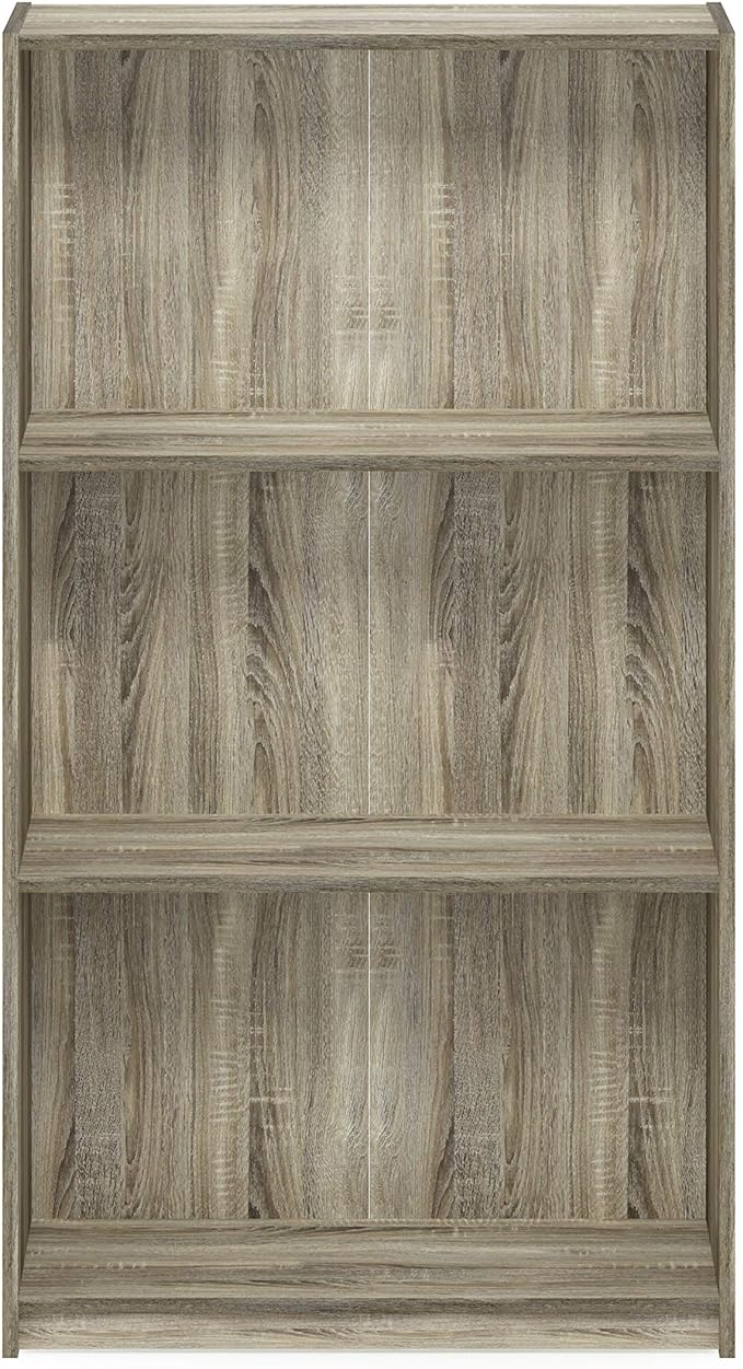 FURINNO Basic 3-Tier Bookcase Storage Shelves, Sonoma Oak
