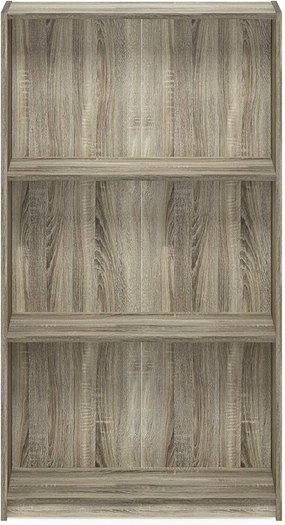 FURINNO Basic 3-Tier Bookcase Storage Shelves, Sonoma Oak