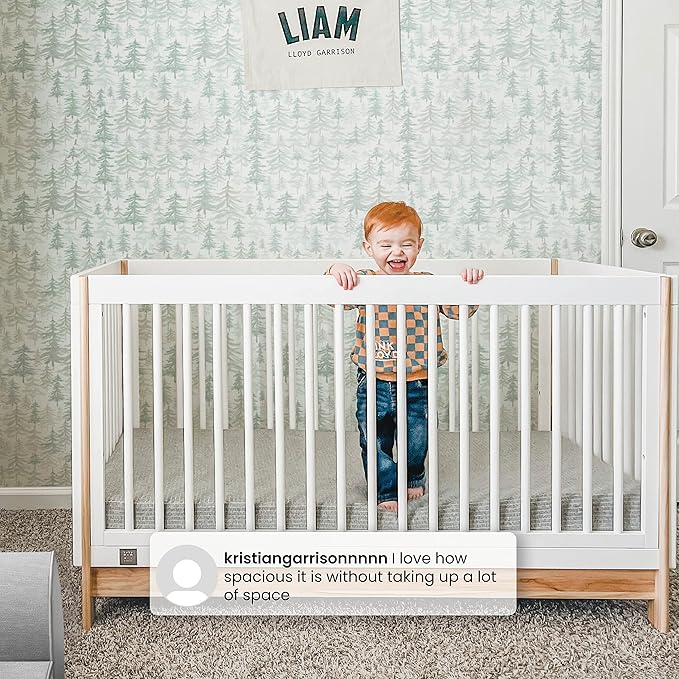 GAP babyGap Tate 4-in-1 Convertible Crib - Greenguard Gold Certified, Bianca White/Natural