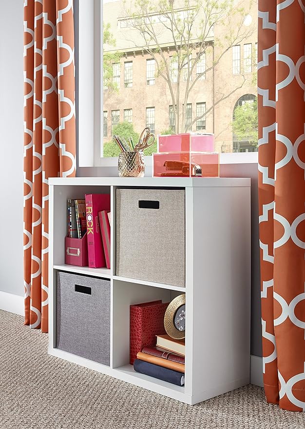 ClosetMaid Bookshelf with 4 Shelf Tiers, Adjustable Shelves, Tall Bookcase Sturdy Wood & 4 Cube Storage Shelf Organizer Bookshelf with Back Panel, Easy Assembly, Wood, White Finish