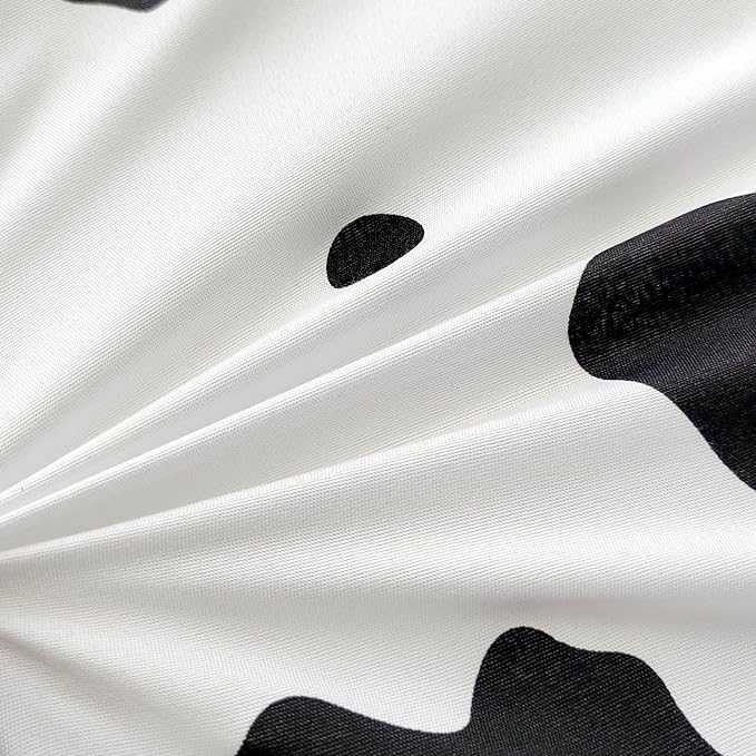 SDY 3 Pieces Milk Cow Print Stuff Bedding Comforter Set with 2 Pillowcases for Kids Teens Girls Women, Microfiber, Easy Wash, Light Breathable Cozy White Base Cute Milk Cow Pattern, Twin Size