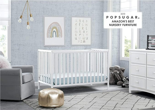 Delta Children Heartland 4-in-1 Convertible Crib - Greenguard Gold Certified, Bianca White