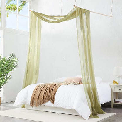 Warm Home Designs 55 x 216 Sage Green Sheer Window Scarf. AM Sage 216" | Extra Long Window Scarves Valances are Great As Wedding Arch Draping Fabric, Bed Canopy Or for Decorative Project.