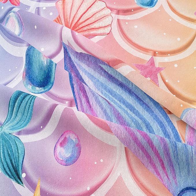 NINENINE Mermaid Tail Bedding Sets,Mermaid Comforter Rainbow Bedding,Twin Comforter Sets for Girls,Blue Glitter Comforter Sets with 1Comforter 1Pillowcase