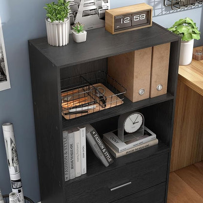 Apexa 2-Tier Cube Storage Organizer Shelves, Stackable Wood Bookcase Fits Cubby Bins for Organization, Dorm Teen Room Decor & Home Office, Black