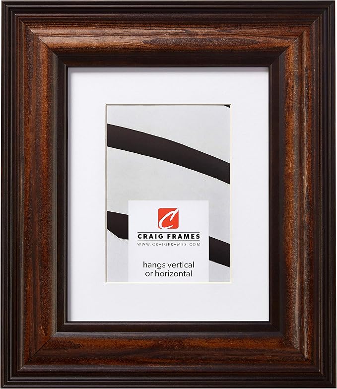 Craig Frames 20x27 Walnut Wood Picture Frame with Mat, Matted to 16x24 | Shatter resistant acrylic, white mat included, gallery wall decor, made in the USA