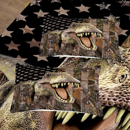 Tailor Shop Dinosaur Boys Comforter Sets Queen Size,Dinosaur Bedding Sets for Kids Teens,Camo Comforter Sets American Flag Comforter Sets with 1 Comforter 2 Pillowcase…