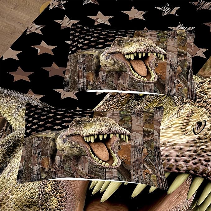 Tailor Shop Dinosaur Boys Comforter Sets Twin Size,Dinosaur Bedding Sets for Kids Teens,Camo Comforter Sets American Flag Comforter Sets with 1 Comforter 1 Pillowcase…