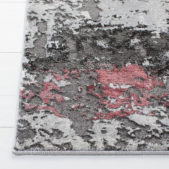 SAFAVIEH Craft Collection X-Large Area Rug - 12' x 15', Grey & Pink, Modern Abstract Design, Non-Shedding & Easy Care, Ideal for High Traffic Areas in Living Room, Bedroom (CFT820U)