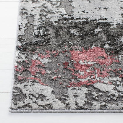 SAFAVIEH Craft Collection X-Large Area Rug - 12' x 15', Grey & Pink, Modern Abstract Design, Non-Shedding & Easy Care, Ideal for High Traffic Areas in Living Room, Bedroom (CFT820U)