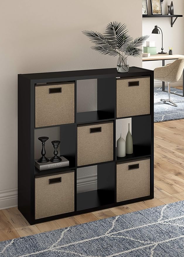 ClosetMaid 4593 Decorative Open Back 9-Cube Storage Organizer, Black