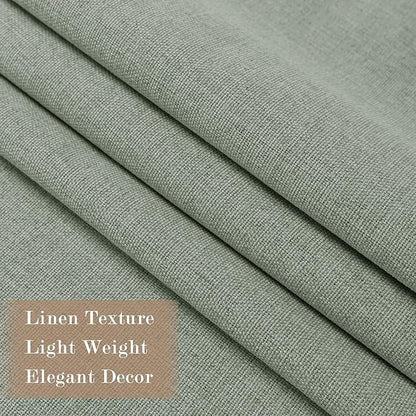 100% Blackout Linen Textured Drapes for Bedroom Pinch Pleated Curtains for Track System Portable Drapery for Sliding Glass Door/Storage/Space Room Divider, 70" Wx84 L, 1 PC, Fog Green