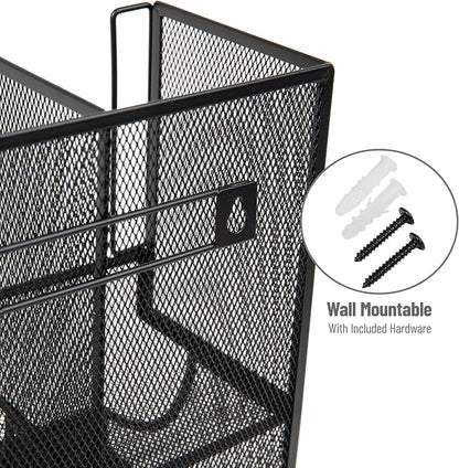 Mind Reader Multipurpose Countertop Organizer, Office Breakrooms, Cup and Condiment Station, Metal Mesh, Black